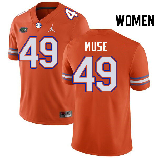 Women #49 Jack Muse Florida Gators College Football Jerseys Stitched-Orange